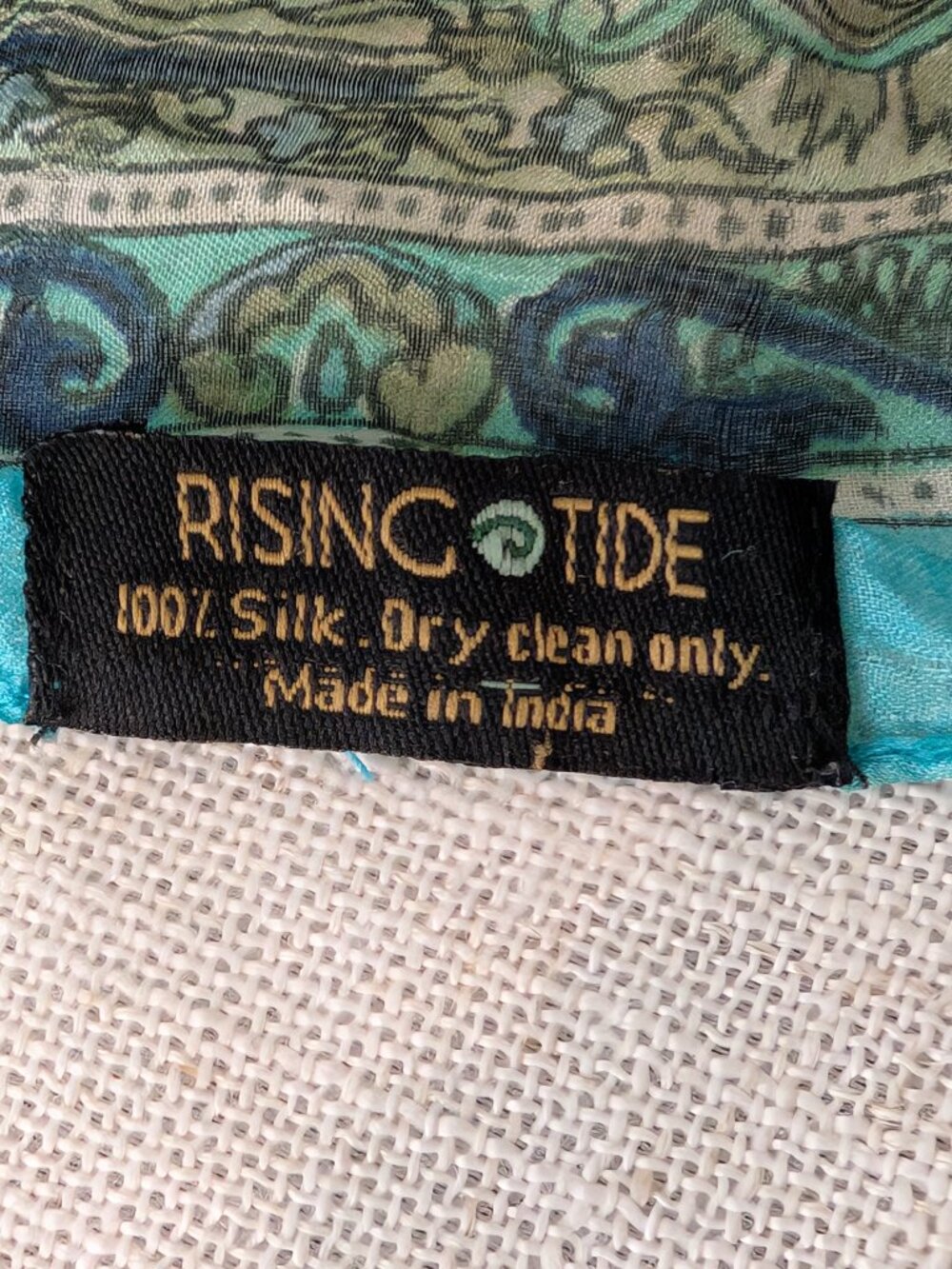 Rising Tide 100% Silk Blue Paisley Sheer Scarf - Picture 3 of 7